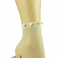 Καλτσάκια σοσόνια με πέρλες χρώματος ασημί